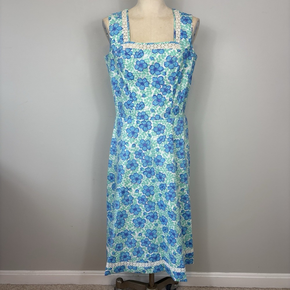 Vtg 70s‎ Lilly Pulitzer LIZA Floral Midi Dress Sz 14 Crochet Lace Cottage 60s